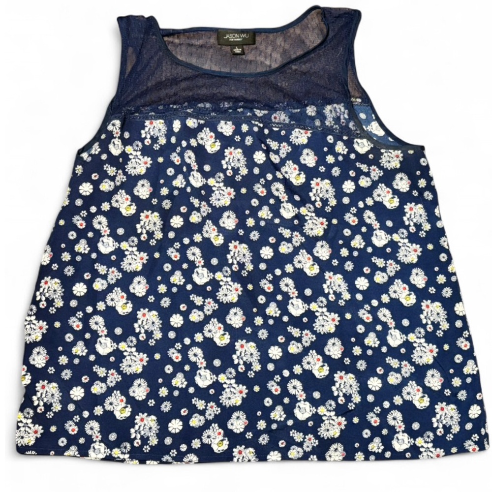 Floral Navy Sleeveless Blouse